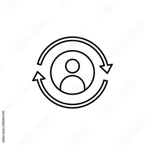 User refresh icon with circular arrows illustrating an account update or reload process