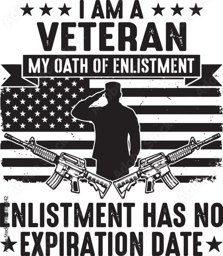 Veteran salute military service oath enlistment guns american flagUsa army t-shirt design ,Patriotic t-shirt design isolated on transparent background