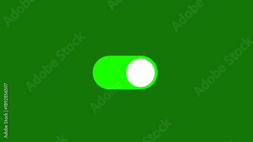 switch off on button animation.green  screen Modern Neumorphism style slide button.Turn On and Off switch 4k animation.
