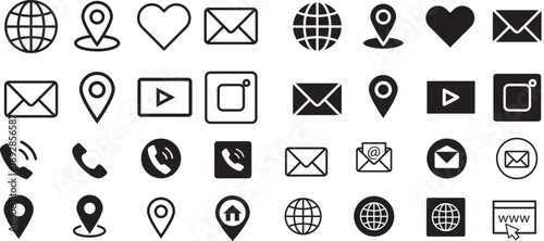 Modern set of communication and web interface icons for digital design and user experience Vector