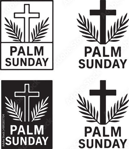 Isolated palm sunday event flyer design icon, palm sunday event flyer design, palm sunday event flyer church silhouette, christian palm sunday promotion branding illustration for ministry