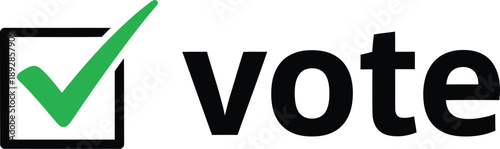 Graphic illustration of a check mark next to the word vote