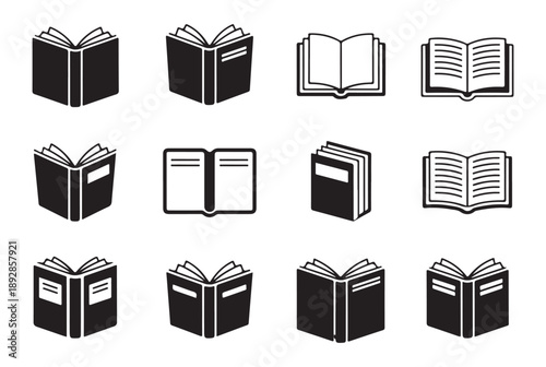 Book icon vector set book symbol library bookstore education literature publishing study reading
