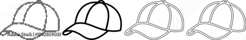 Baseball and golf cap hat icon set Line Icon Design
