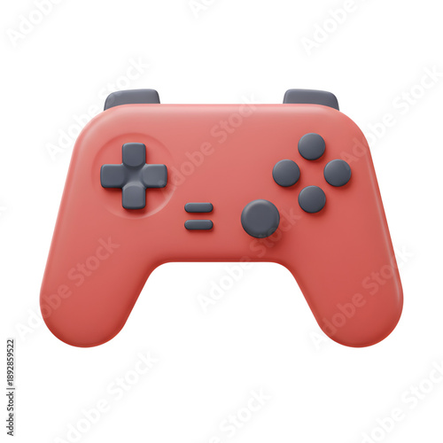 Red Game Controller Isolated on White Background
