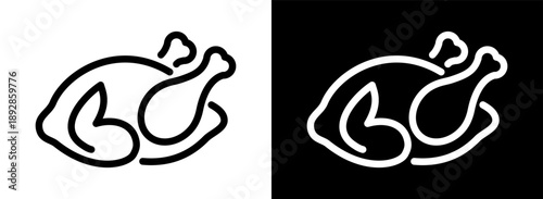 Raw chicken outline icon. Minimal vector pictogram of whole poultry bird for agriculture, meat production, food labels and graphic design. Isolated illustration.