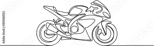 Single one line drawing sport motorcycle.one line vector illustration with white background