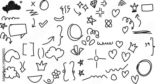 A collection of various hand drawn doodles and symbols