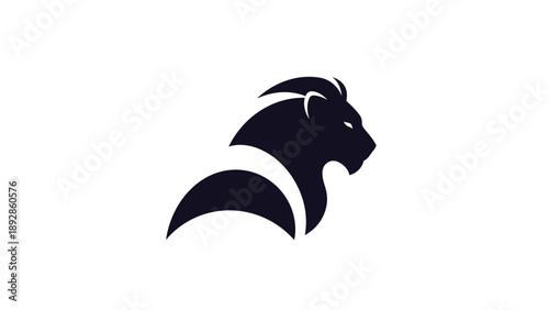 Strong and sleek lion head silhouette logo in dark blue facing right with minimalist features on a white background.