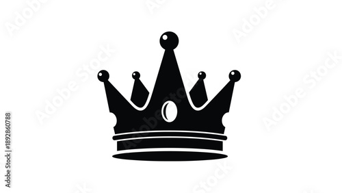 Minimalist black crown icon representing royalty and leadership isolated on clean white background for design projects.