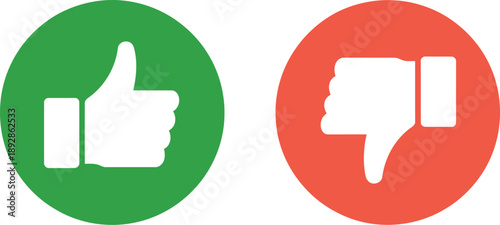 Like and dislike icons on white background