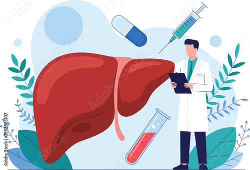 Flat design concept for liver health and treatment