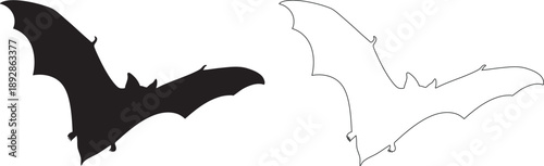Black and white bat silhouettes flying 1