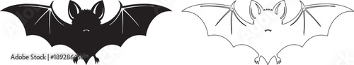 Black and white bat silhouettes with spread wings