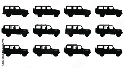 Collection of Black SUV Silhouettes vehicle off-road