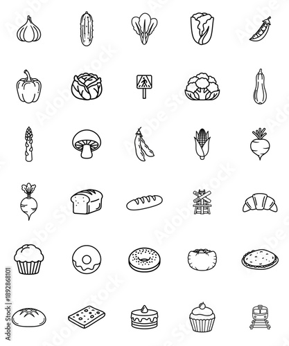 Vegetables Line Drawing