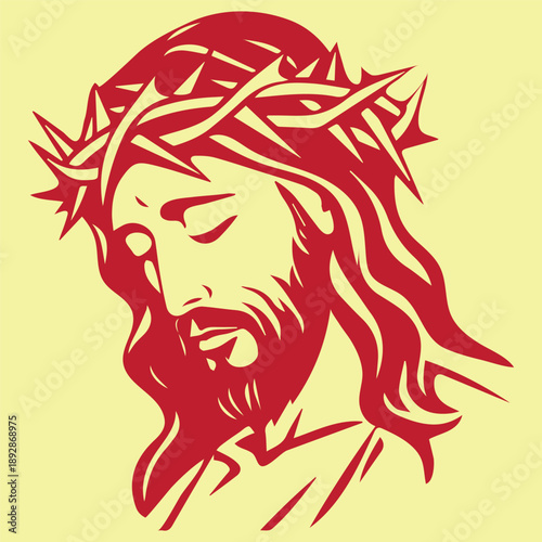 Easter Sunday illustration. Linear image of Jesus Christ. Good Friday illustration.