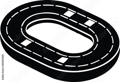 Isometric Race Track Design Illustration, Motorsport Racing Surface, Arena Competition Arena, Vector Template