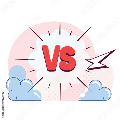 Vibrant VS Illustration Featuring Modern Design Style Competing Concepts Red Letters And Dynamic Visuals Suitable For Matchups