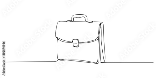 Continuous one line of a lawyer's briefcase, law and justice art, drawn vector illustration.