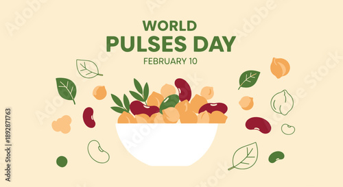 Vibrant graphic design celebrating Pulses Day, highlighting healthy legumes, promoting nutrition and sustainable eating