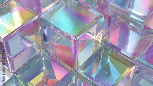 Futuristic memory storage crystals arranged in a grid.