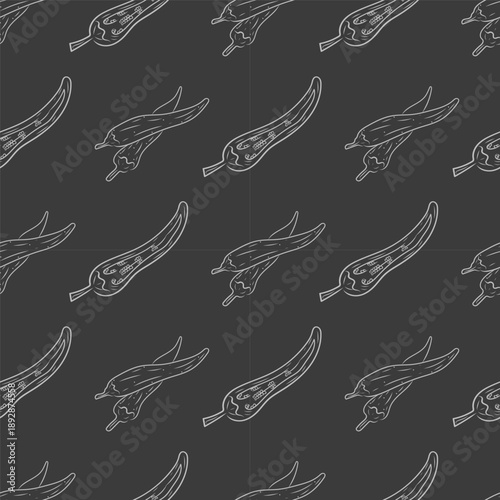 Hand drawn chili pepper seamless pattern, hot chili pattern vintage background