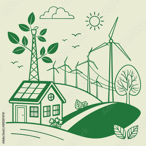 A minimalist composition features a single dark green horizontal line against a pale creamy background high quality professional detailed