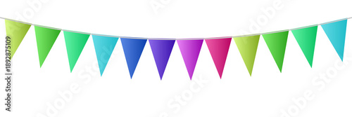 Foto Colorful triangular bunting flags isolated on transparent background