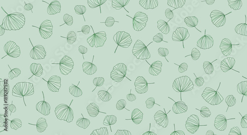 A lovely minimalist pattern featuring scattered green leaves on a pale green background