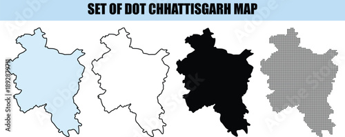 Chhattisgarh Map Dots isolated background