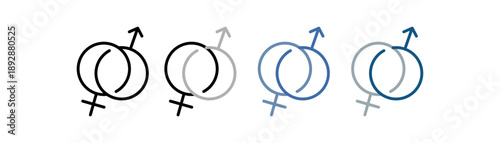 
Gender sign icon set multiple style collection with male and female symbol designs