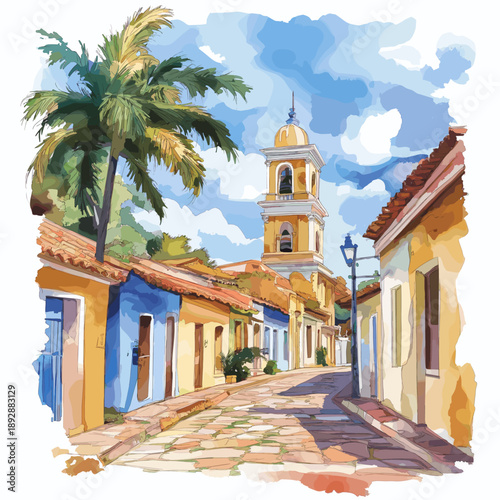 Aregua. Aregua hand drawn watercolor illustration