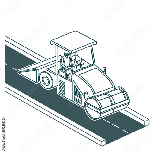 Road construction machine in operation