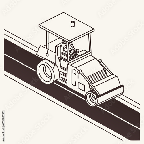 Road construction machine in action