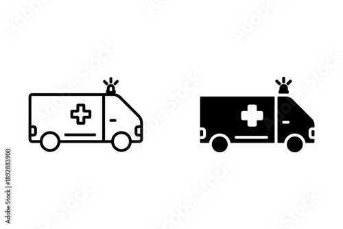 Ambulance icon vector. ambulance truck sign and symbol. ambulance car