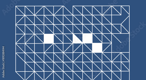 Geometric Abstract Face Design with White Squares.