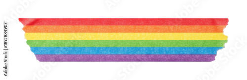 Rainbow Stripe Masking Tape Piece features colorful pride design on adhesive paper for art decoration or scrapbooking craft project