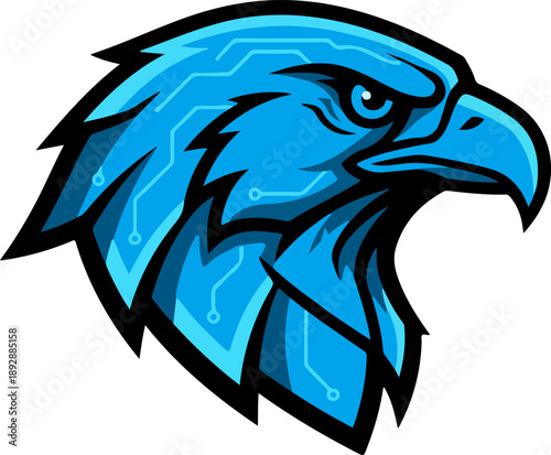 Blue cyber eagle mascot vector for gaming logos and e-sports team branding