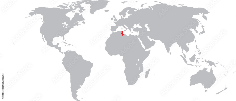 Fototapeta premium Tunisia Highlighted on World Map Vector Design