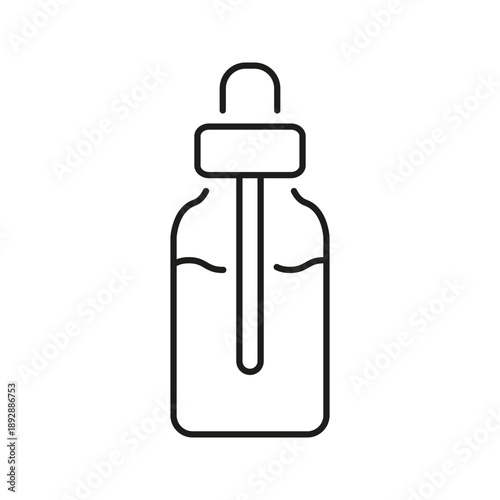 Serum Dropper Bottle Line Icon. Cosmetic Skincare Container with Pipette Outline Symbol. Editable Stroke. Isolated Vector Illustration