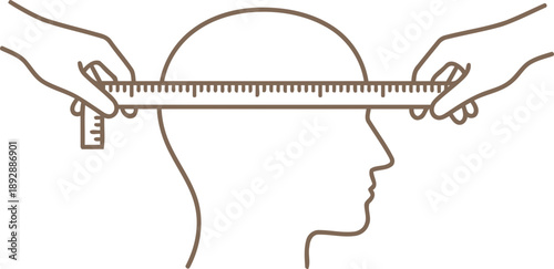 Hands measuring head. Size for headwear concept. Vector illustration for website button, user interface icon, application, interface