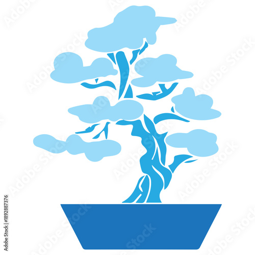 Blue Bonsai Tree Icon