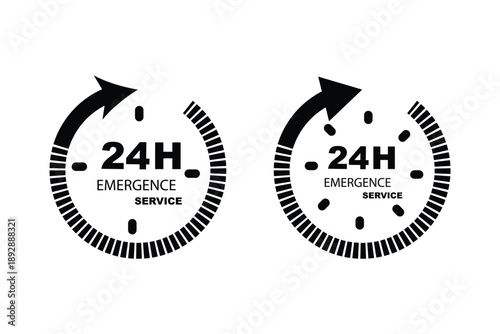 24 hour service icon set. Vector graphic illustration. Suitable for website design, logo, app, template.