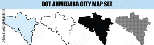 Ahmedabad City Map Set India isolated background
