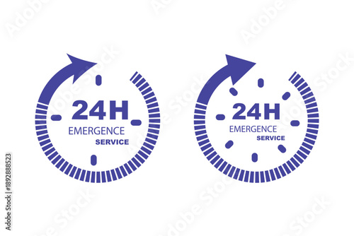 24 hour service icon set. Vector graphic illustration. Suitable for website design, logo, app, template.