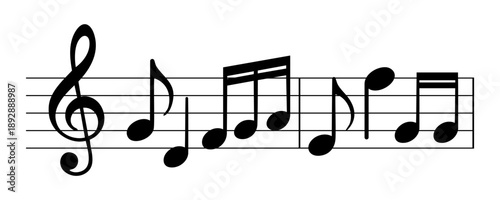 A black and white illustration of a musical note, minimalist and abstract. Musical note icon set, musical note symbol, vector illustration.