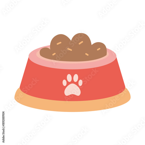 Pet food bowl filled with dry food. Trendy modern vector illustration isolated on white background, hand drawn, flat design