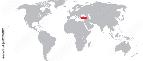 Turkey Highlighted on World Map Vector Design
