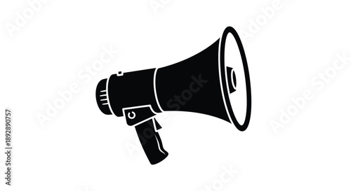 Black megaphone icon against a white background a bold silhouette